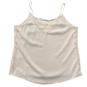 Cooper & Ella Lace Trim Camisole Womens Large Blush Pink V-Neck Adjustable Strap